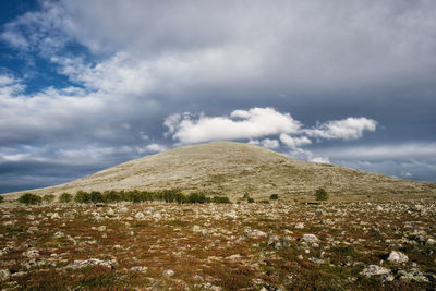 Scenic view of landscape against cloudy sky