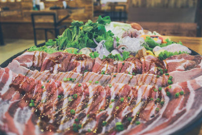 Close-up of vegetables in plate on table