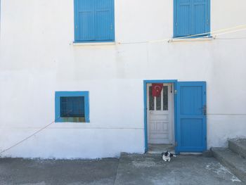 Closed door of building