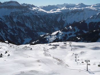 Scenic view of snowcapped mountains