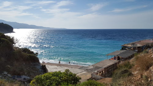 High angle view of beach against sky