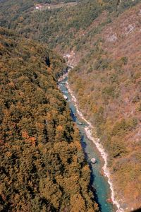 High angle view of land and sea