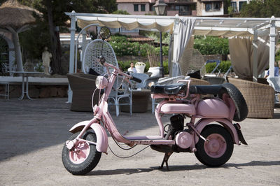 Rear view of motorcycle on road