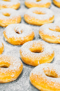 Close-up of donuts on table