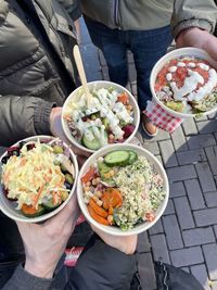 High angle view of food on table