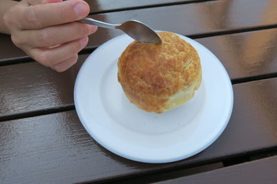 Cropped image of person holding food in plate