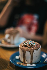 Close-up of dessert on table