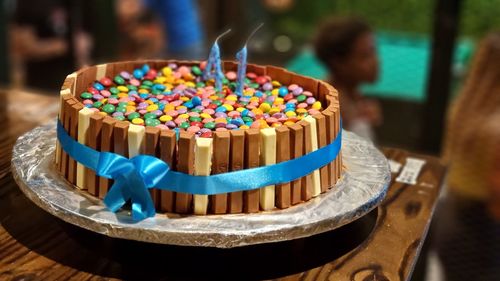 Close-up of cake on table