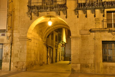 Illuminated building at night