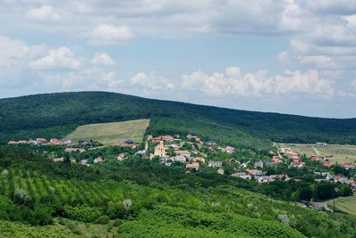 Scenic view of townscape against sky