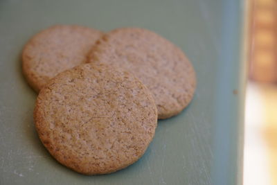 Close-up of cookies on table