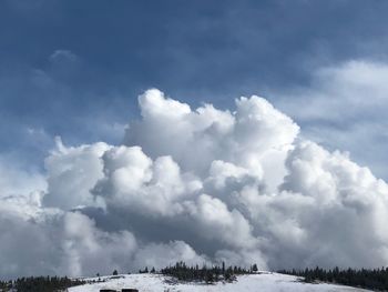 Panoramic view of snow covered landscape against sky