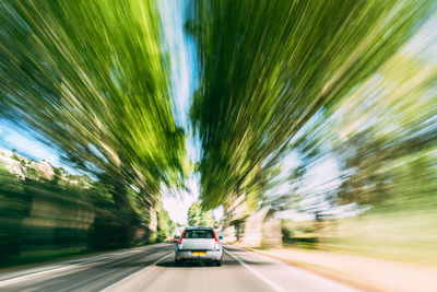 Blurred motion of car