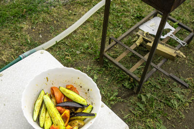 High angle view of food