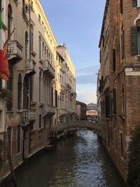Canal amidst buildings against sky