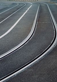 High angle view of empty road in city