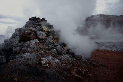 Scenic view of volcanic mountain