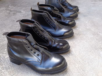 High angle view of shoes on floor