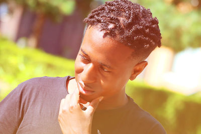 Close-up portrait of boy wearing sunglasses