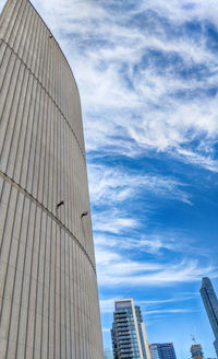 Low angle view of modern buildings against sky