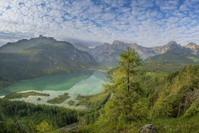 Scenic view of landscape against cloudy sky