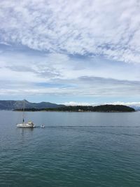 Scenic view of sea against cloudy sky