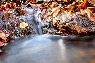 Close-up of waterfall over rocks