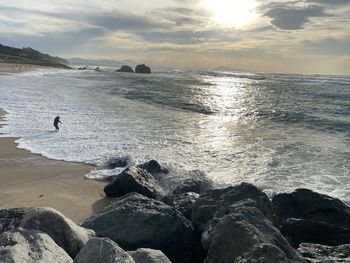 Scenic view of sea during sunset