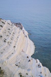 High angle view of rocks on beach