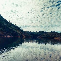 Scenic view of lake against sky