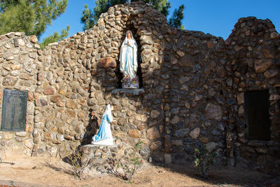 View of buddha statue against building