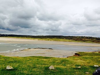 Scenic view of landscape against cloudy sky