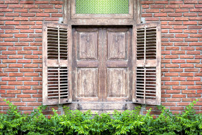 Closed door of building