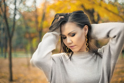 Young woman looking away