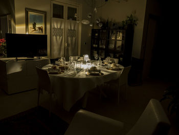 View of dining table at restaurant