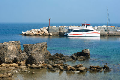 Scenic view of sea against clear sky