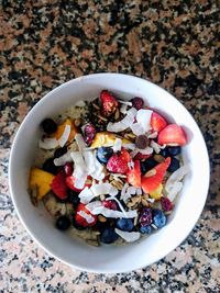 Directly above shot of breakfast served in bowl