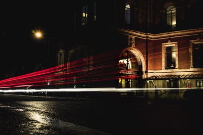 Light trails on street at night