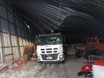 High angle view of cars in tunnel