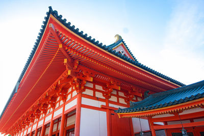 Temple in kyoto, japan. red painted walls.