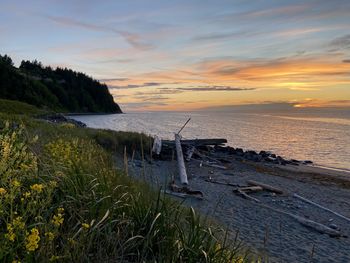 Scenic view of sea against sky during sunset