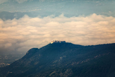 Scenic view of mountain range against sky