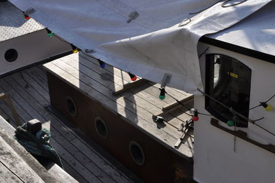 High angle view of people sitting in bus