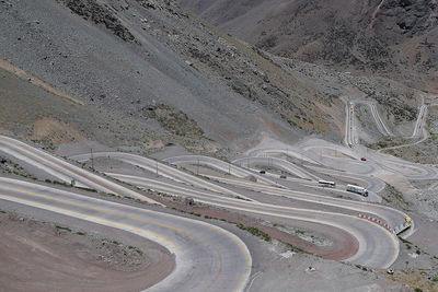 High angle view of vehicles on road