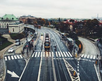 High angle view of traffic on road