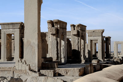 Exterior of old temple against sky