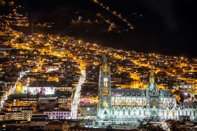 Basilica of the national vow in illuminated city at night
