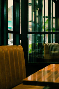 Empty chairs in cafe