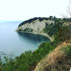 Scenic view of sea against clear sky