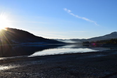 View of lake at sunset